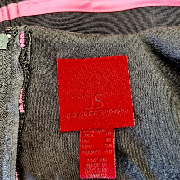 JS Collections Pink & Black Striped Fitted Sleeveless Crop Tank Top Sz 10 - Picture 4 of 10